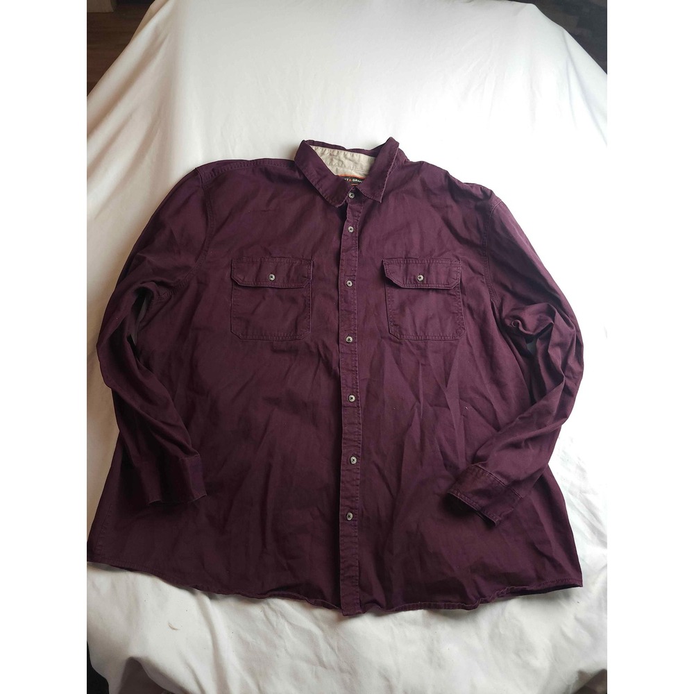 Mott & Grand Mens 4XL Burgundy Cotton Long Sleeve Button Down‎ Work Shirt Maroon